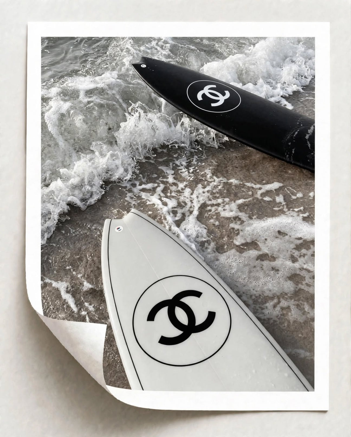 Surfboard Art Print presented as ocean inspired photography for a beach house or coastal gallery wall