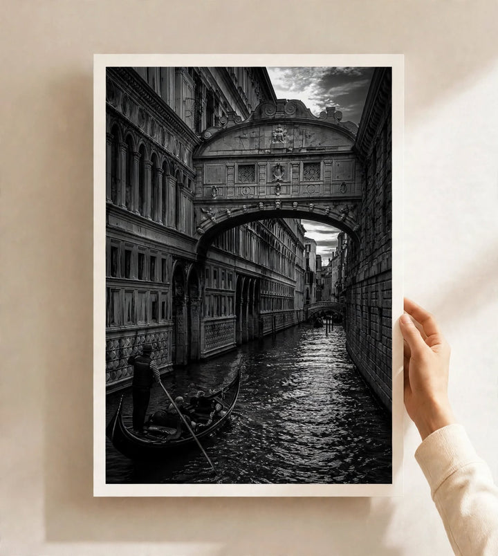 Black and White Architecture Art Print featuring dramatic arches and a quiet European style alleyway