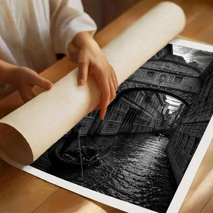 Black and White Architecture Art Print styled as monochrome urban wall decor for a contemporary room