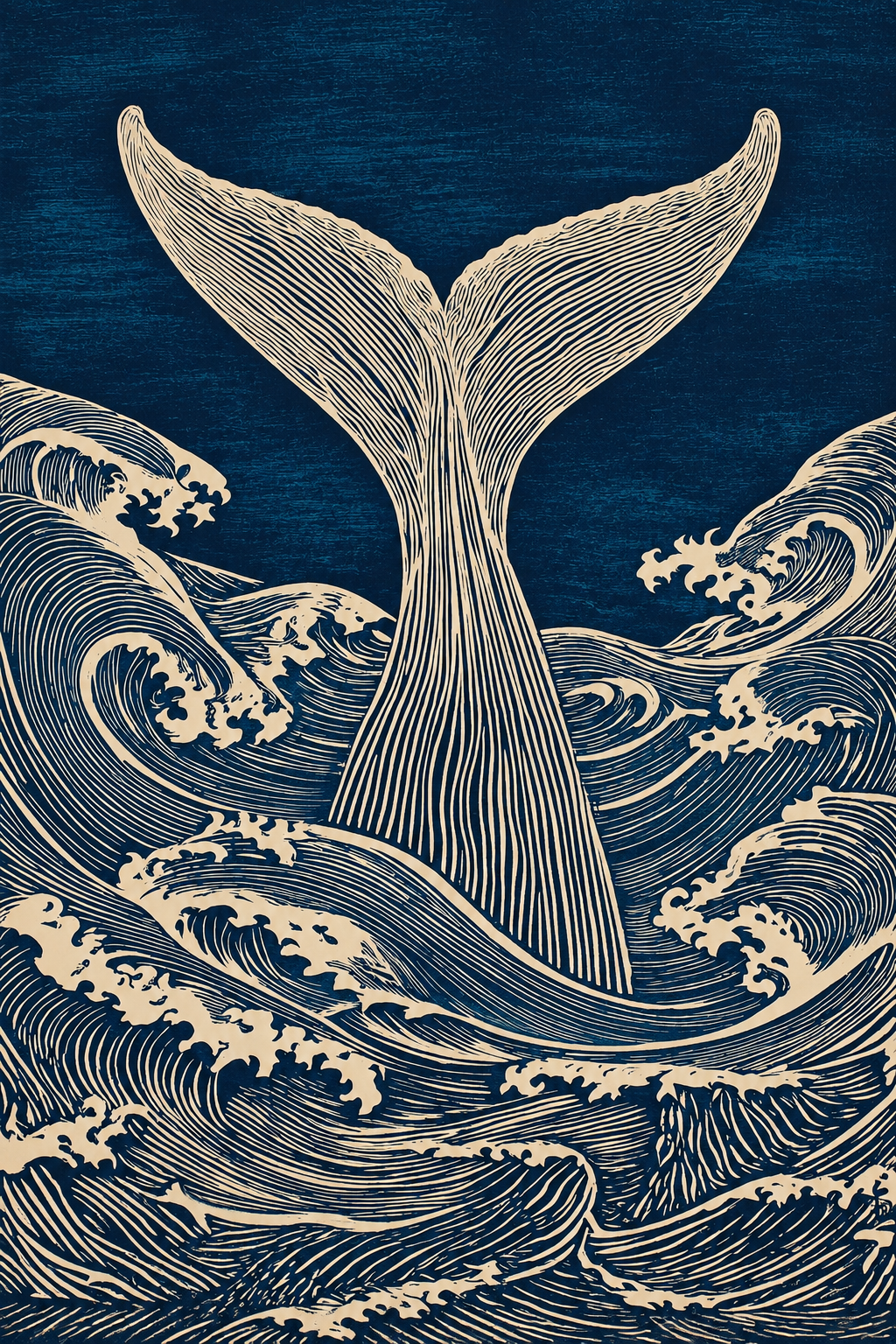 Vintage Whale Tail Ocean Illustration Wall Art Poster clean artwork preview