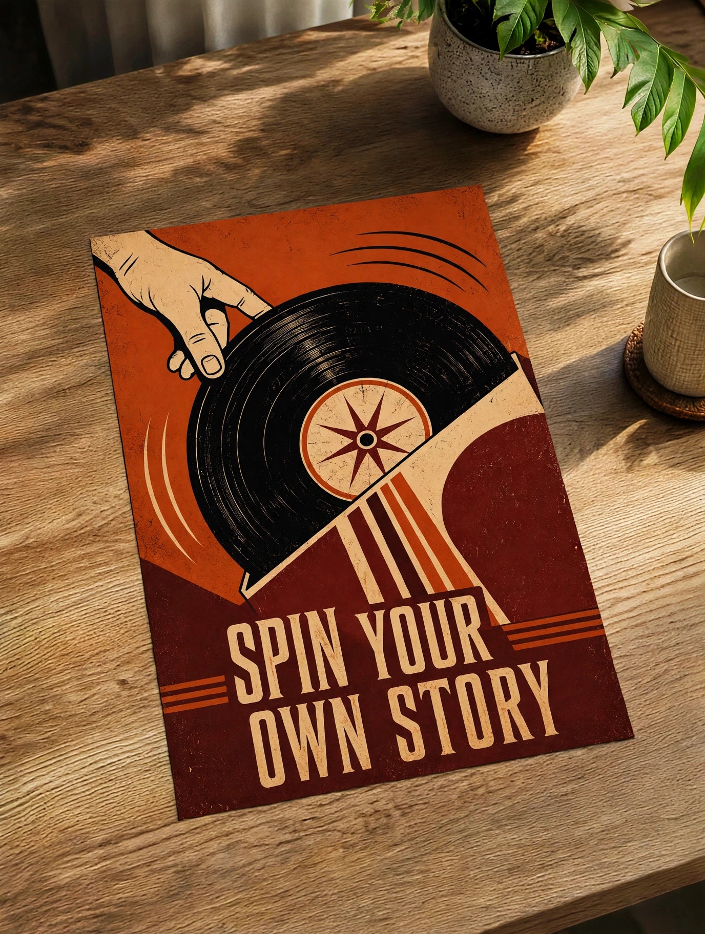 Retro Music Art Print with vintage inspired vinyl artwork designed for eclectic and music focused interiors