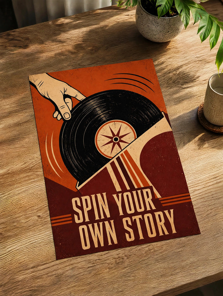 Retro Music Art Print with vintage inspired vinyl artwork designed for eclectic and music focused interiors