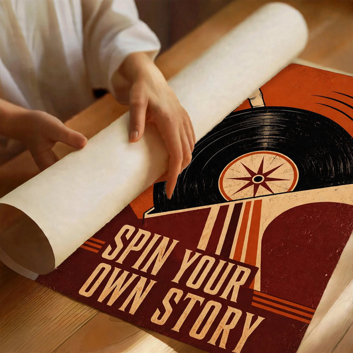 Retro Music Art Print styled as vintage vinyl wall art for music rooms and creative interiors
