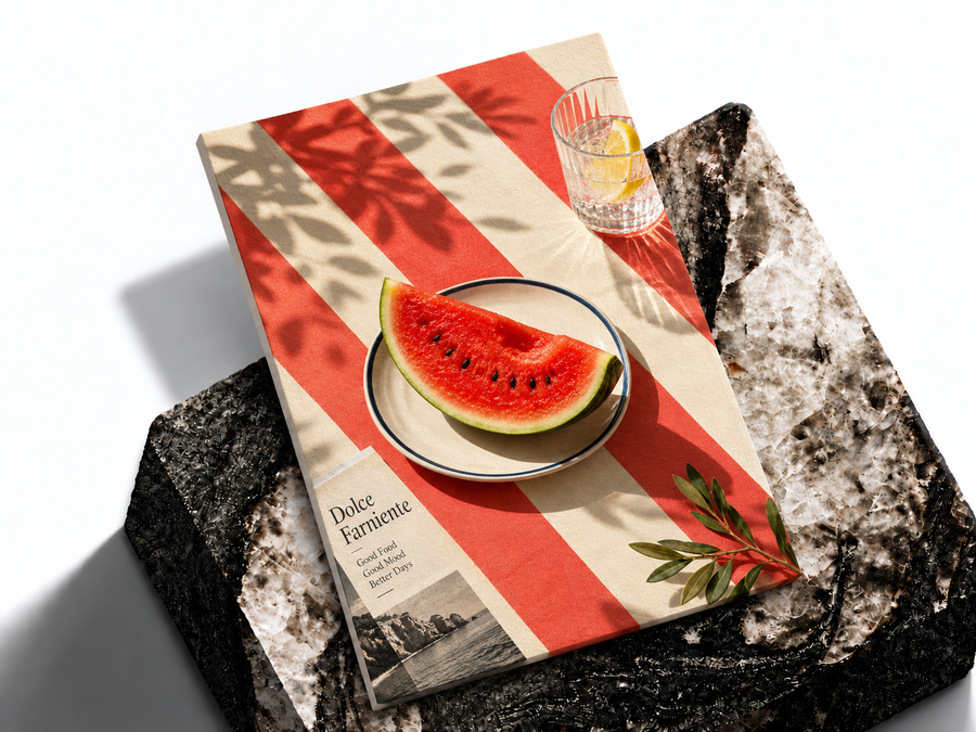 Watermelon summer kitchen poster shown as a premium art print mockup
