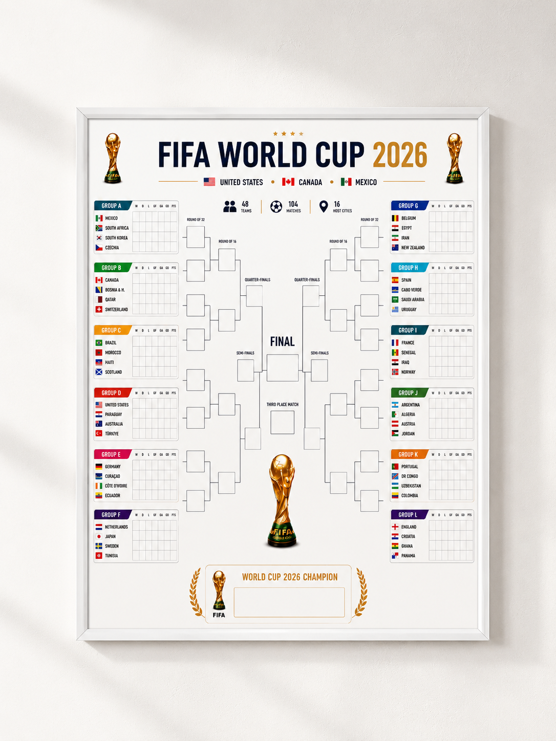 FIFA World Cup 2026 Bracket Poster